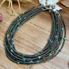 Load image into Gallery viewer, 15” African Turquoise Star Necklace – Sterling Silver Pearls