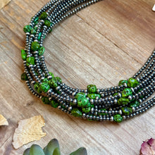 Load image into Gallery viewer, Green Nugget Turquoise & Sterling Silver Pearl Necklace