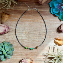 Load image into Gallery viewer, 3mm Sterling Silver Pearl & Sonoran Gold Turquoise Necklace