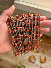 Load image into Gallery viewer, Antique Silver Seed Bead & Dyed Red Coral Choker – 14”