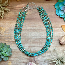 Load image into Gallery viewer, Turquoise Heishi &amp; Hematite Necklace – 18"
