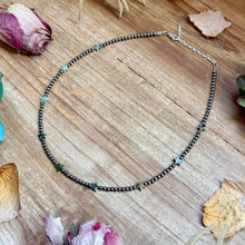 Load image into Gallery viewer, 15” African Turquoise Star Necklace – Sterling Silver Pearls
