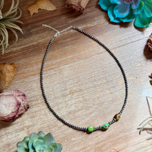Load image into Gallery viewer, 3mm Sterling Silver Pearl &amp; Sonoran Gold Turquoise Necklace
