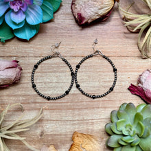 Load image into Gallery viewer, Black Onyx Hoop Earrings – Sterling Silver
