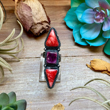 Load image into Gallery viewer, MJ Ring Red &amp; Purple Spiny Ring
