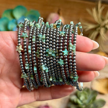 Load image into Gallery viewer, African Turquoise Onyx Star Bracelet with Sterling Silver Pearls
