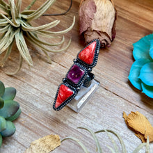 Load image into Gallery viewer, MJ Ring Red &amp; Purple Spiny Ring
