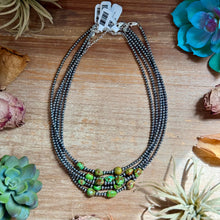 Load image into Gallery viewer, 3mm Sterling Silver Pearl &amp; Sonoran Gold Turquoise Necklace

