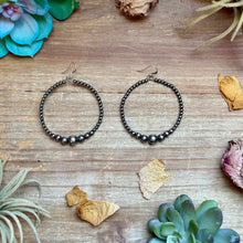 Load image into Gallery viewer, Graduated Sterling Silver Pearl Hoop Earrings
