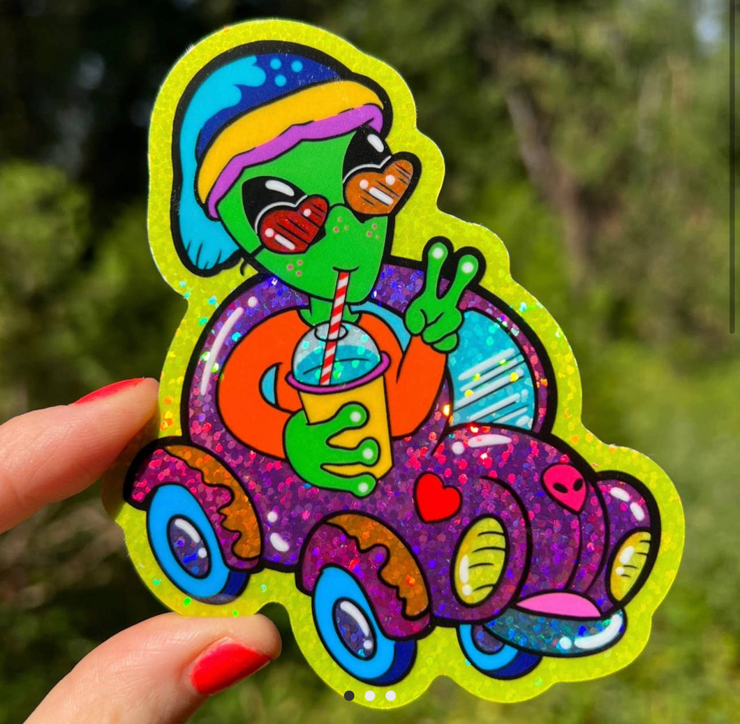 Alien Cruiser Glitter Sticker