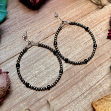 Load image into Gallery viewer, Black Onyx Hoop Earrings – Sterling Silver
