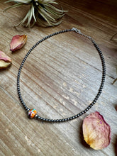 Load image into Gallery viewer, 14-Inch Sterling Silver Pearl &amp; Mojave Bead Choker
