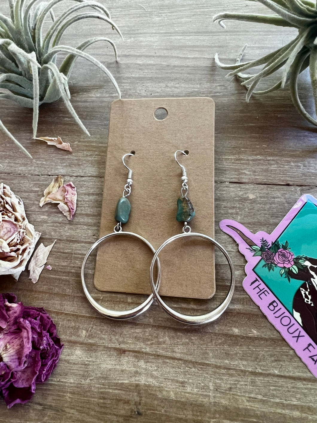 Turquoise Dangle Hoops