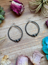 Load image into Gallery viewer, Sterling Silver Pearl Hoop Earrings - 8 mm in the middle
