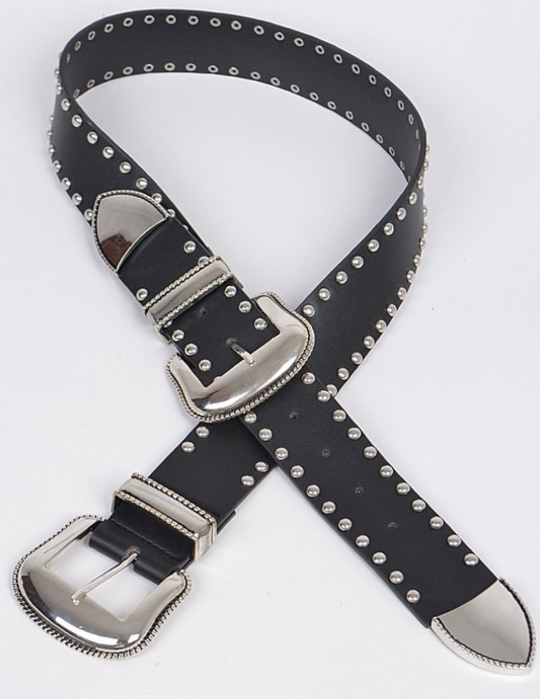 Double Buckle Studded Belt